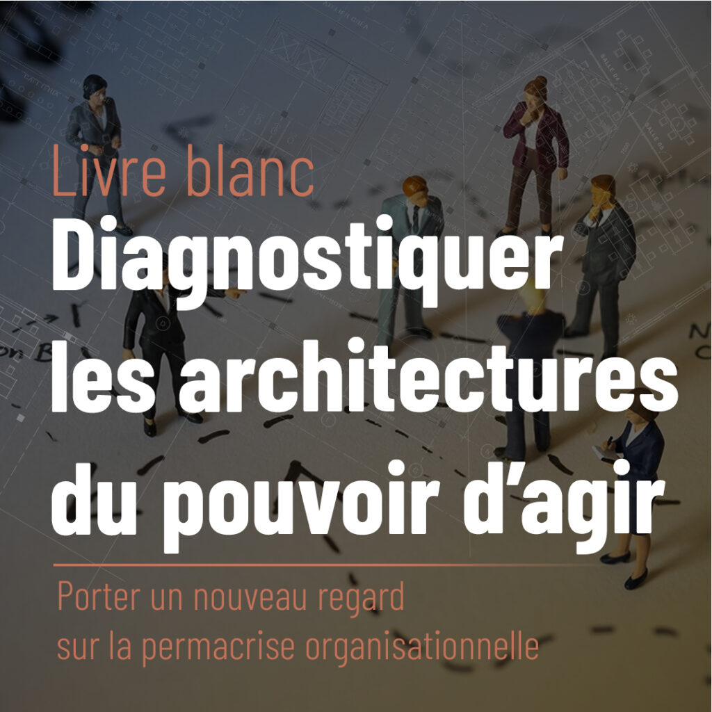 Couverture du livre blanc OPUS Fabrica « Diagnostiquer les architectures du pouvoir d'agir » : figurines de professionnels sur un plan
