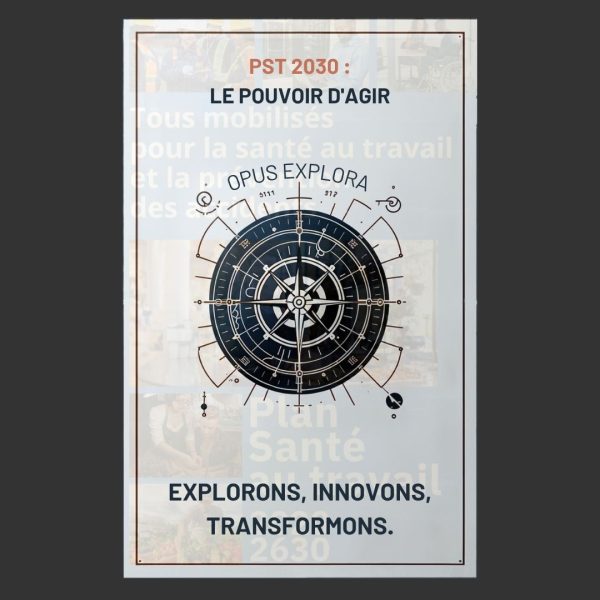 Couverture de l'article Opus Explora : PST 2030, Le pouvoir d'agir. Visuel avec une boussole stylisée et le slogan Explorons, innovons, transformons.