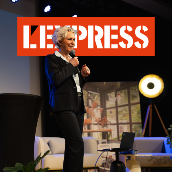 Nathalie Bardouil, présidente d'Opus Fabrica, lors d'une conférence sur la santé mentale au travail décryptée par L'Express.